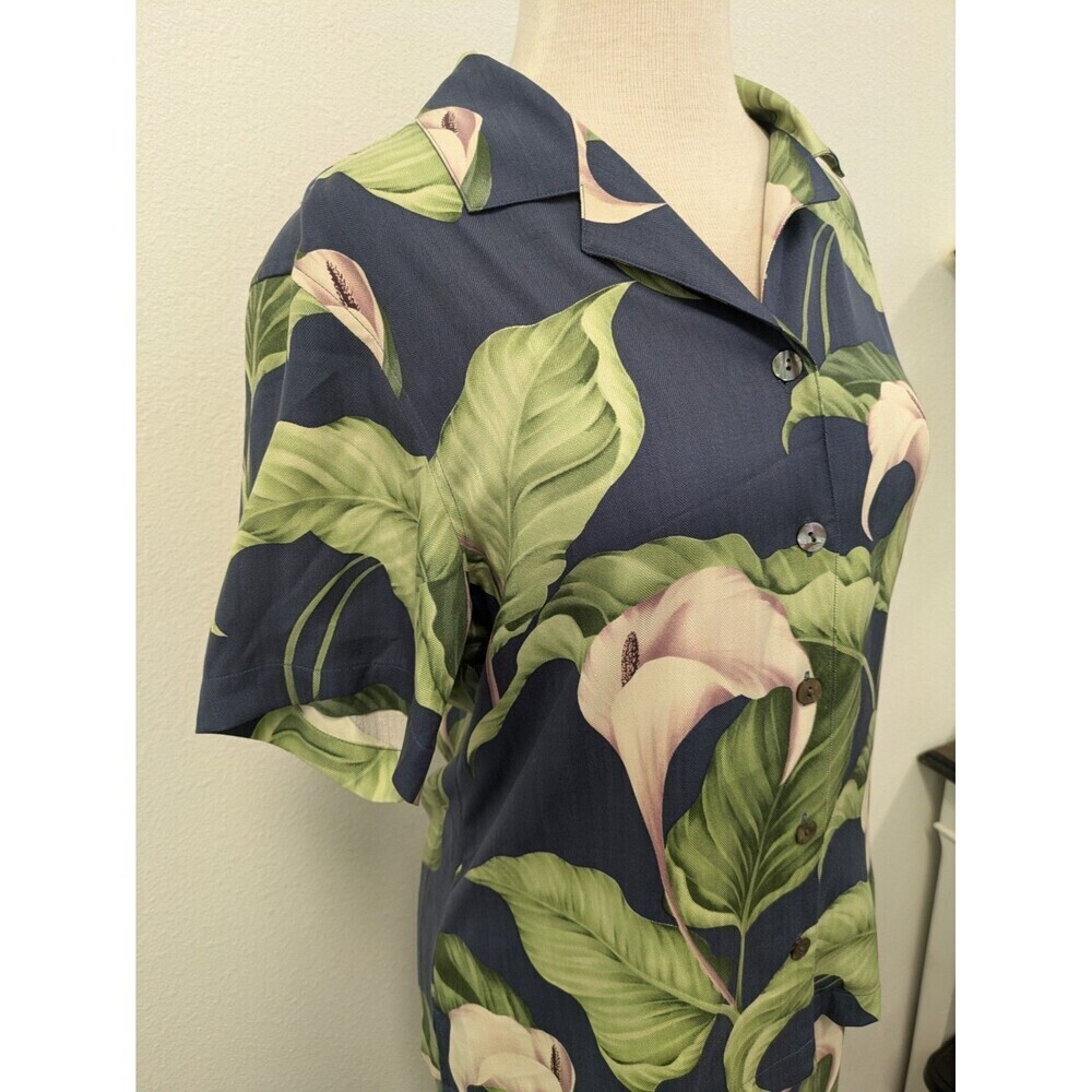 100% Silk Tommy Bahama Floral Hawaiian Top Wrap Skirt Set sz M Lily Resortwear - Picture 4 of 14